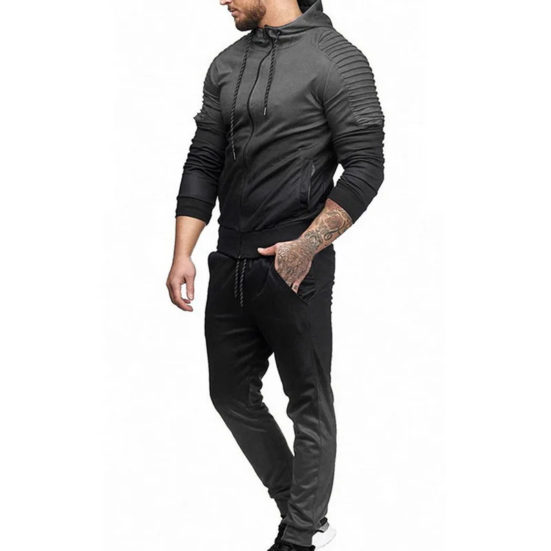 Oeak повседневный мужской комплект спортивный костюм Модный 3D принт драпированные толстовки с длинными рукавами на молнии топы и брюки 2019