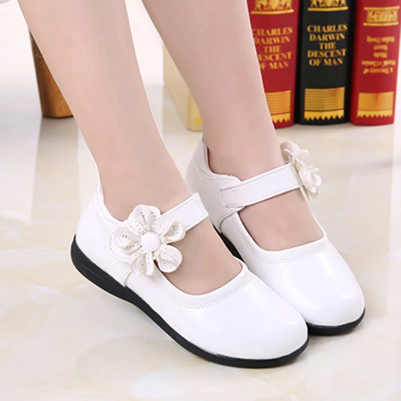 Baby Kid Girls Faux Leather Mary Jane Flat Slip On Strap Bow Shoes Size Wedding