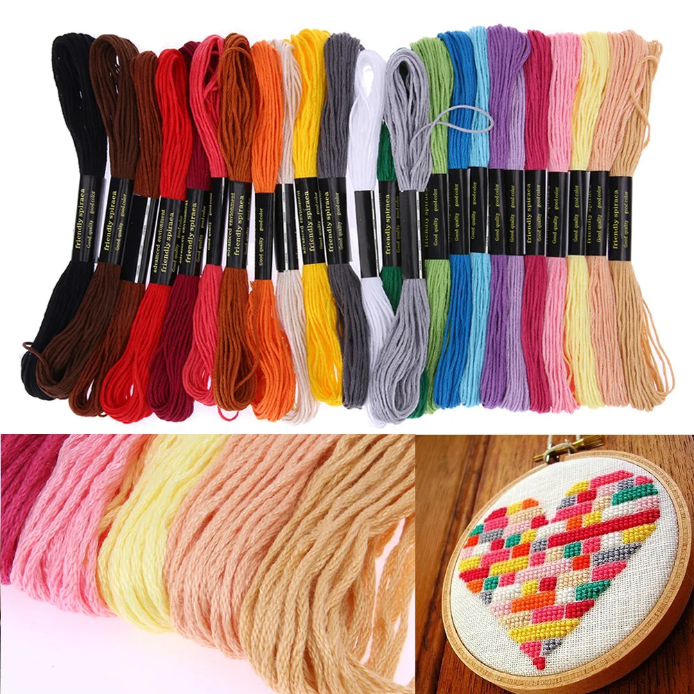 Buy 24 Colors Cotton Embroidery Thread Line Polyester