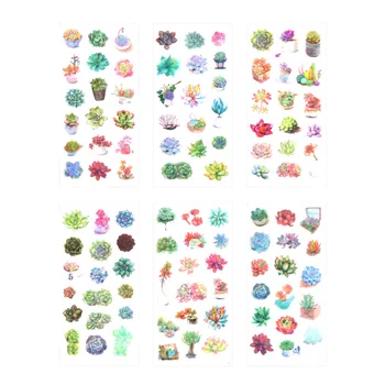 

10 packs/lot Fresh Green Plants Adhesive Stickers Decorative Album Diary Stick Label Paper Hand Account Decor 6 sheets/pack