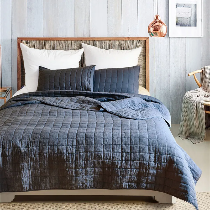 Washed Cotton Bedding Set Comforter Duvet Cover Pillowcase Bed Sets Solid Color