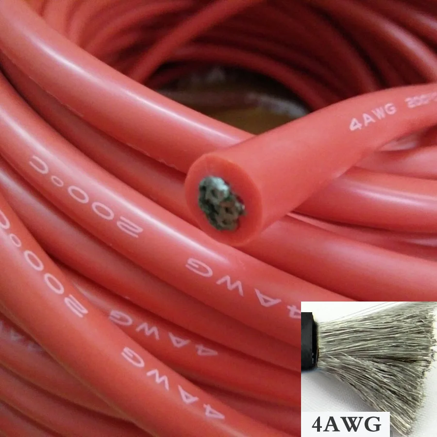 

2metre 4AWG Silicone Wire Ultra Flexiable Test Line Cable High Temperature