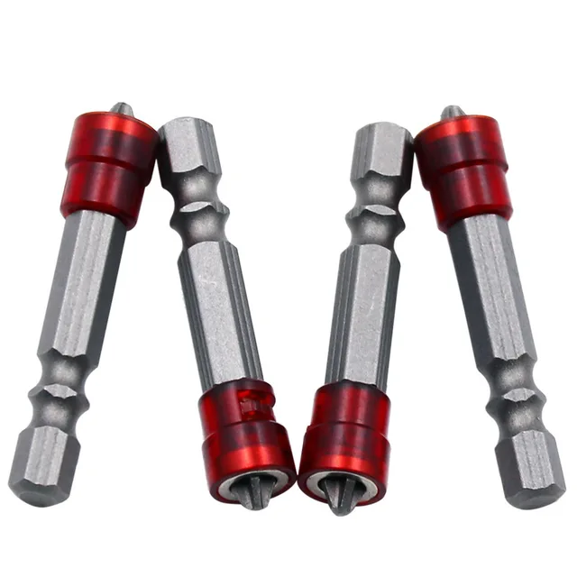 Puntas de destornillador de 1/4 ", vástago hexagonal con imán de cabeza roja, accesorios de herramientas de tornillo eléctrico de mano 6