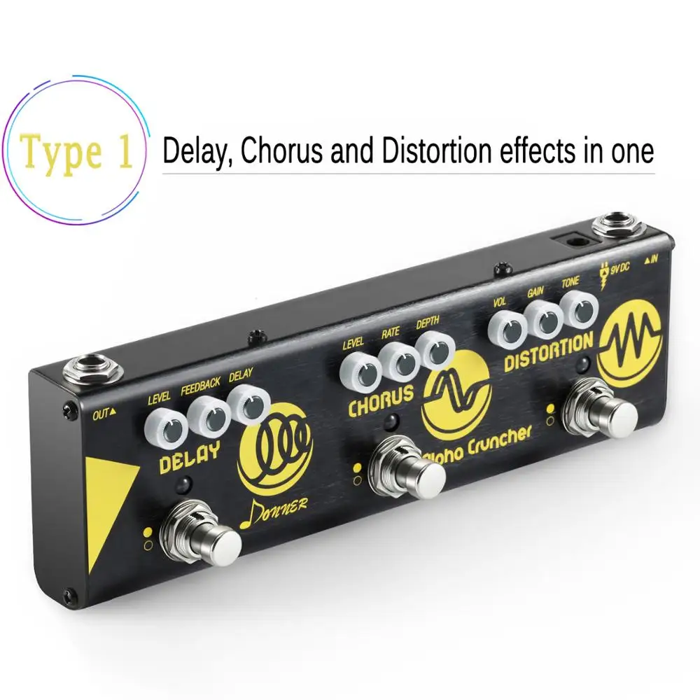 Donner 3 In 1 Multiple-effect Electric Guitar Pedal Delay Chorus Distortion Higain Reverse Modulation Effects Chain Pedal New Donner 3 In 1 Multiple-effect Electric Guitar Pedal Delay Chorus Distortion Higain Reverse Modulation Effects Chain Pedal New
