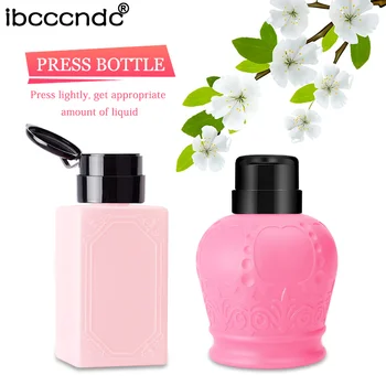 

230ml Pink Pump Liquid Alcohol Press Empty Nail Polish Dispenser Bottles Remover Cleaner Make Up Refillable Container Nail Tools