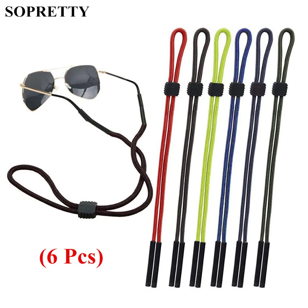 ( 6 Pcs ) Solid Adjustable Eyewear Retainer , Sunglasses Holder Strap