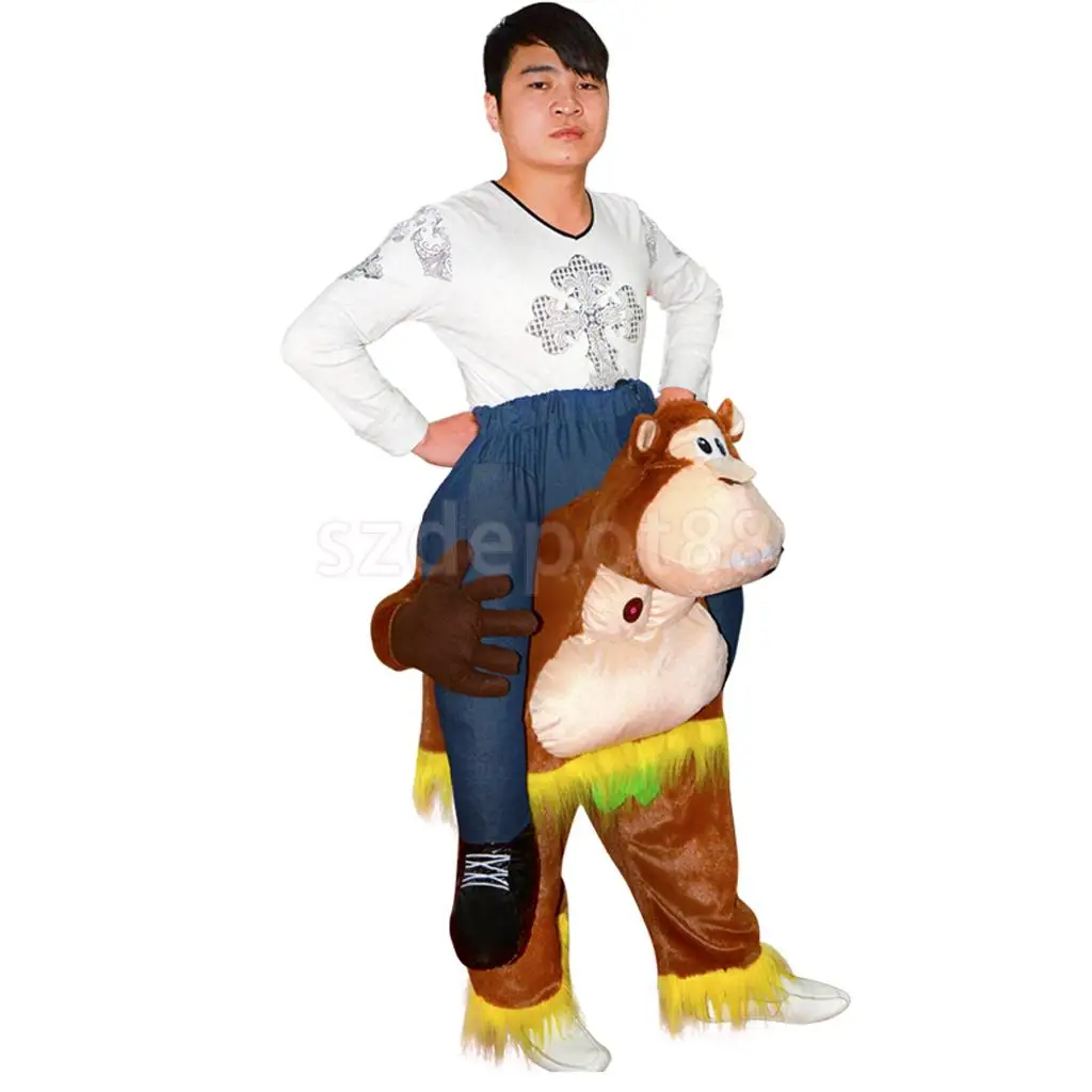 Gorilla Monkey Back Shoulder Carry on Fancy Dress Halloween Christmas Birthday Party Outfit Ride On Suit