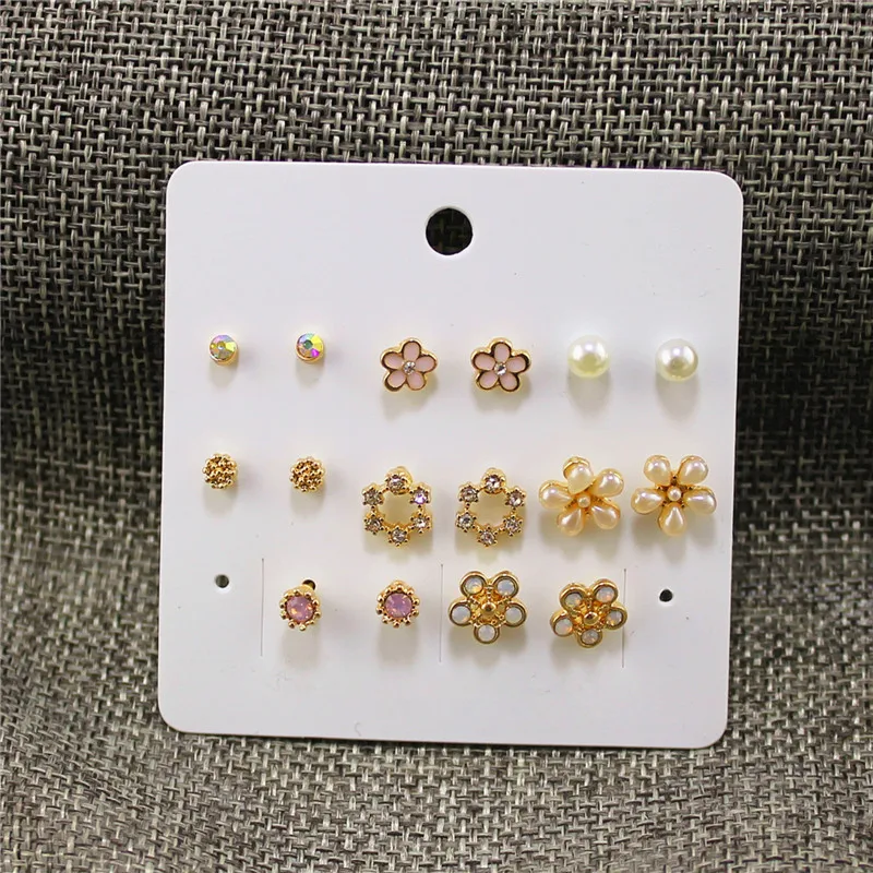 ENZE Женская мода комплект серьги цветок из искусственного жемчуга глазурь геометрические аксессуары девушка прекрасный Рождественский подарок