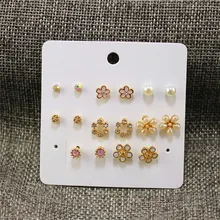 ENZE Женская мода комплект серьги цветок из искусственного жемчуга глазурь геометрические аксессуары девушка прекрасный Рождественский подарок