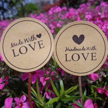 

120Pcs 2019 Hot Sale Made With Love Heart Handmade Cake Packaging Sealing Label Kraft Sticker Baking DIY Gift Box Stickers M1063