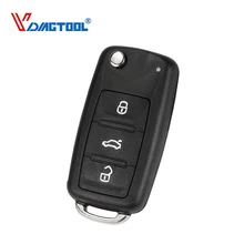 Vdiagtool flip dobrável 3 botões remoto chave escudo para vw orignal substituição nenhum logotipo do carro caso chave