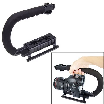

Professional Handheld U-Grip Triple Shoe Mount Video Action DSLR Camera Handle Grip Stabilizer Photography Accessory for DV Cam