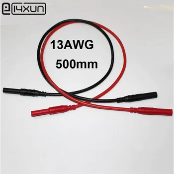 

2pcs 500mm high pressure multimeter pen extension test line with 4mm plug+socket,0.5M 13AWG Ultra soft silicone cable