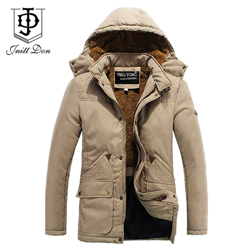 2014 men's winter jacket warm coat jacket Khaki thick fleece lining