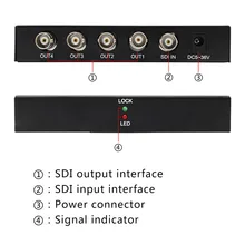 US EU UK AU 1x4 SDI Splitter Amplifier Converter SD-SDI HD-SDI 3G-SDI Video Repeater Extender Adapte