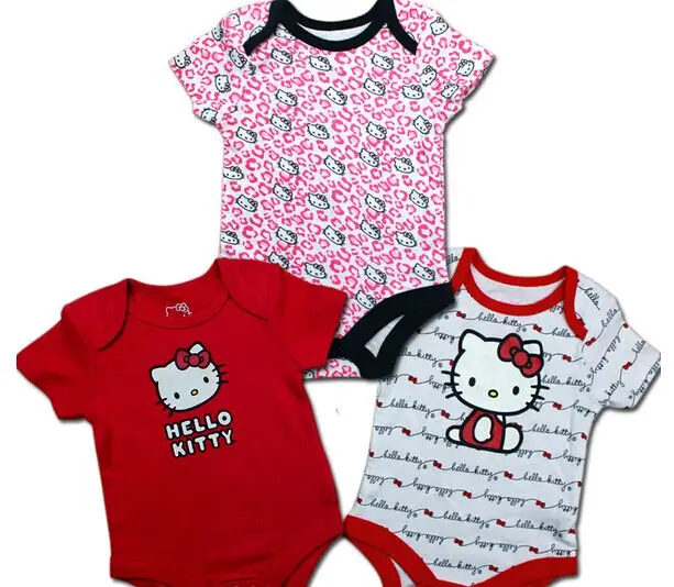 0 1 2 3 Months Baby Girl Infant Lovely Summer Hello Kitty Print European Fashion Sweet Bodysuit