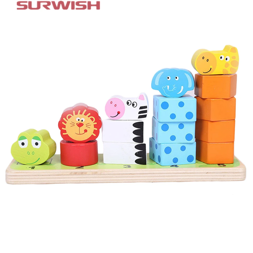 Surwish Cartoon Animal Stacking Wooden Counting Stacker Baby Kids Children Educational Toy blocks-wooden-toys : image Surwish Cartoon Animal Stacking Wooden Counting Stacker Baby Kids Children Educational Toy blocks-wooden-toys