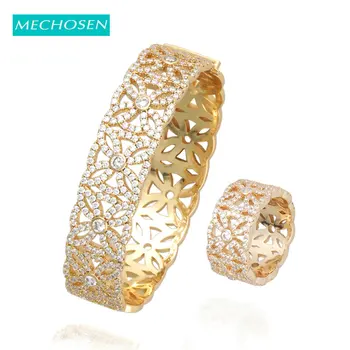 

Mechosen Luxury African Bangle Ring Set Fashion Dubai Gold Wedding Jewelry Sets For Women Wedding brinicos para as mulheres 2019