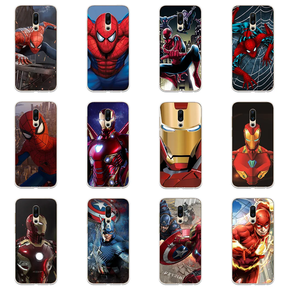 

Spiderman Iron Man Silicone Phone Case Couqe For Meizu 15 16 Lite Plus 16X Note 8 Pro 6 7 X8 U10 U20 Shell Soft Cover Case