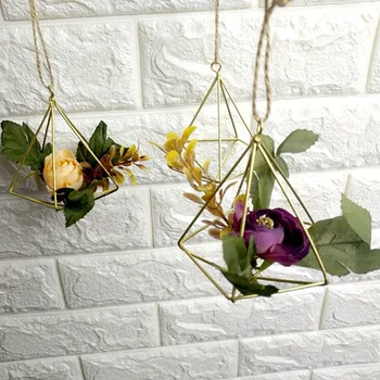 

Alloy flower Pot Iron Plant Holders Set Indoor Hanging Planter Geometric Vase Wall Decor Container Succulents Plant Pots
