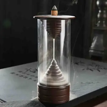 

Crystal Box Smoke Waterfall Incense Holder Chinese Ceramic Handicrafts Backflow Incense Burner Aromatherapy Home Office Decor