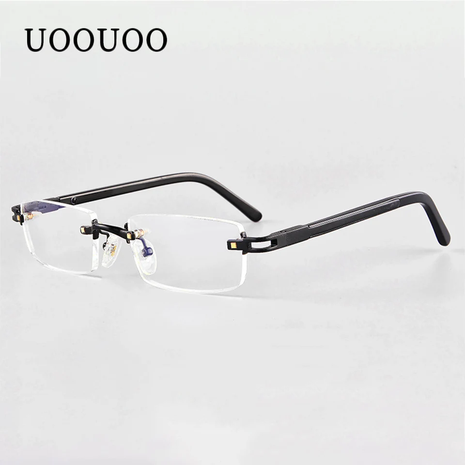UOOUOO myopia prescription glasses men with MR-7 CR39 lens glasses rimless anti blue ray glasses Index 1.67 lens 2750 UOOUOO myopia prescription glasses men with MR-7 CR39 lens glasses rimless anti blue ray glasses Index 1.67 lens 2750