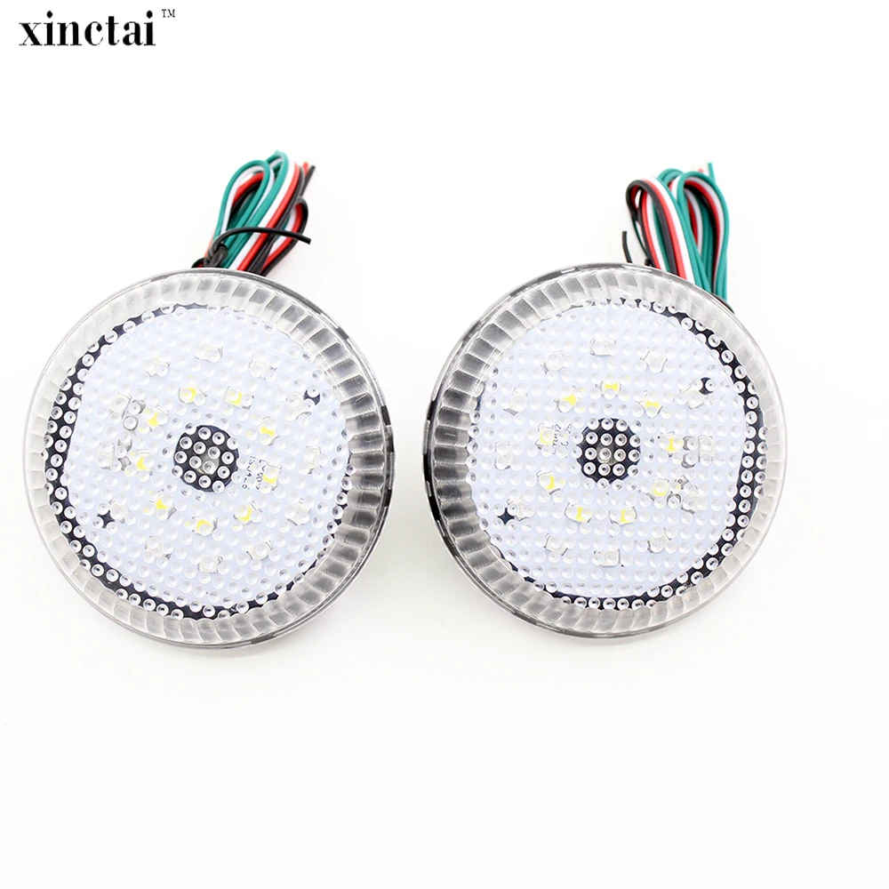 

2PCS 6.8cm Round Clear Lens LED Rear Bumper Reflector Light Tail Brake Lamp for Toyota Sienna Corolla Nissan Qashqai Scion xB iQ