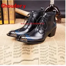 Choudory/пикантные женские сапоги в стиле «милитари», hombre больших размеров с модными заклепками; ковбойские сапоги мужские туфли высокий каблук; острый носок; обувь в стиле «панк»; сапоги в стиле «милитари»