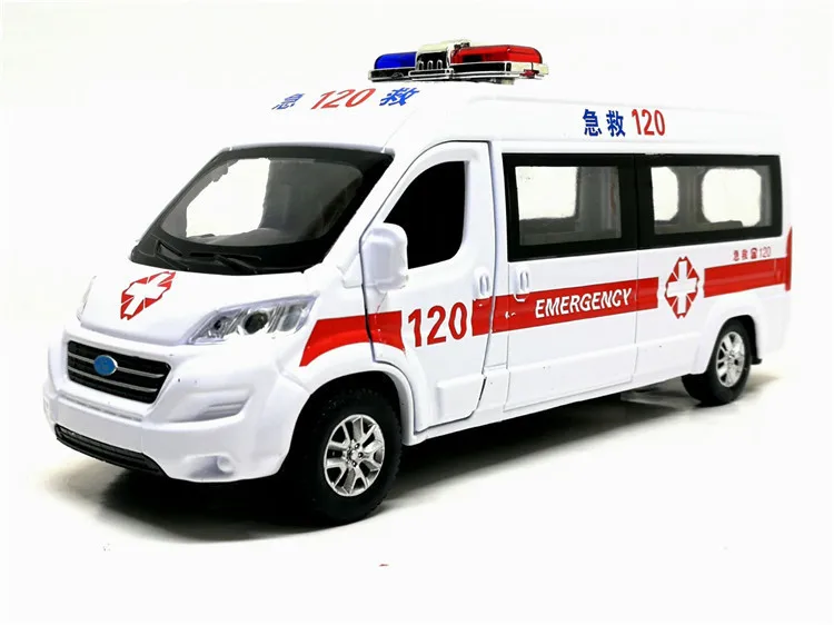 1:32 Масштаб скорая помощь больница спасательная Полиция Сплав автомобиль звук и светильник литой под давлением Модель автомобиля игрушки для детей - Цвет: rescue no box