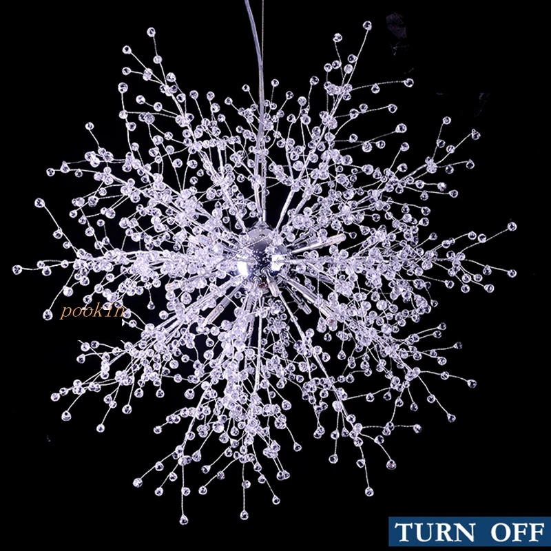 

Simple Clear Crystal Modern Creative Dandelion Decoration LED Pendant Light For Bedroom Restaurant Living room