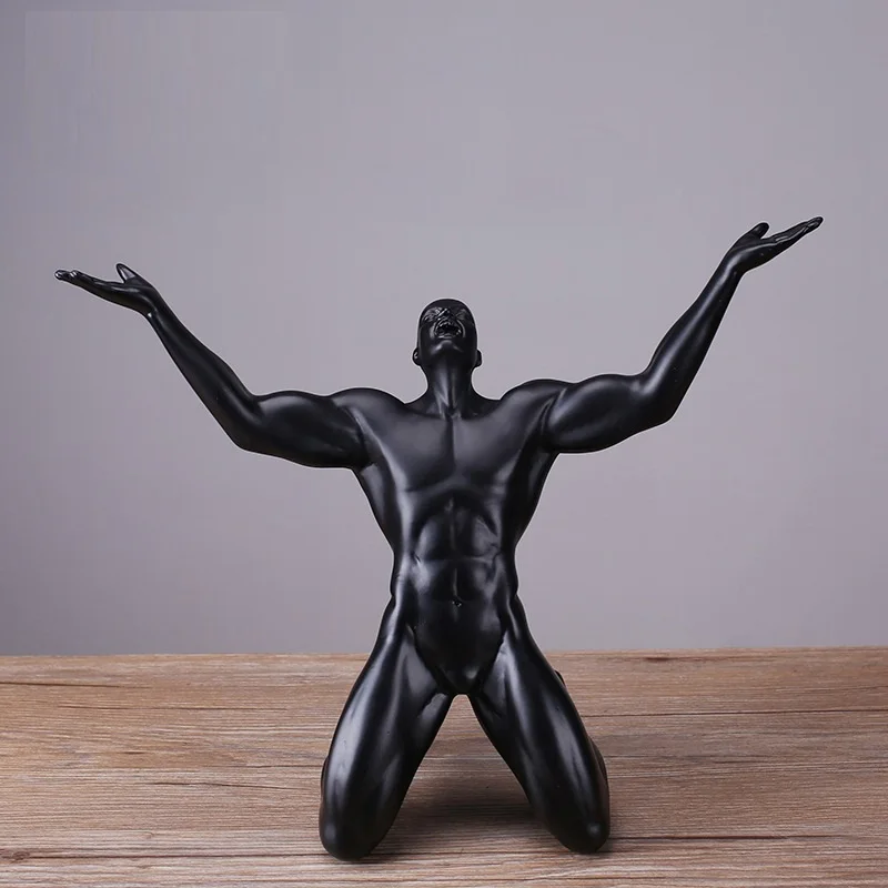 Современная смола Мужская статуя спортсмена скульптура абстрактная резьба человек персонажи Статуэтка украшение дома свадебные подарки R1146 - Цвет: 32.5x12x26cm