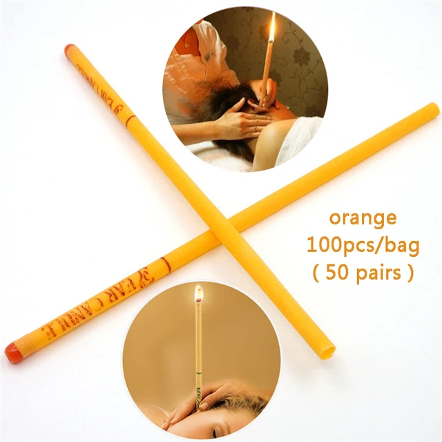 100PCS Orange Scent Indian Ear Candle Ear Wax Cleaner Removal Ear Candles Fragrance Candling