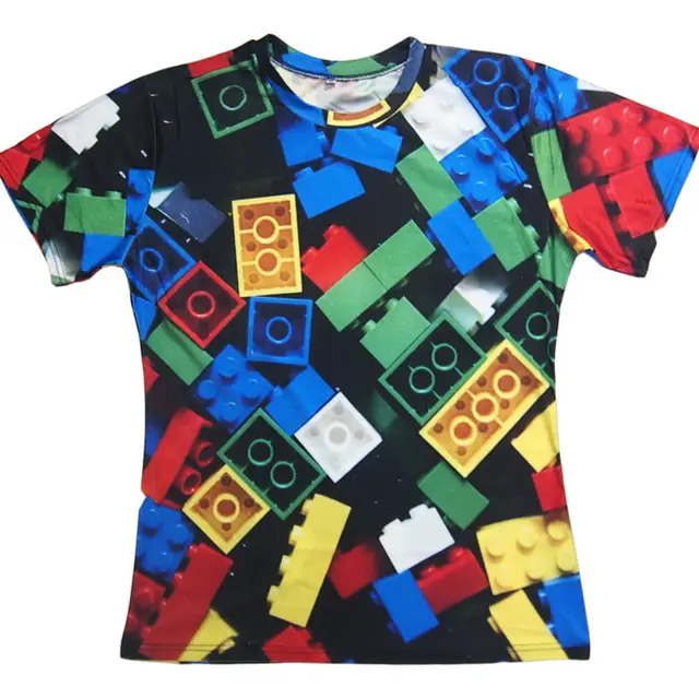 Casual 3D Printed T shirts Lego Bricks T Shirt Men Super Popular