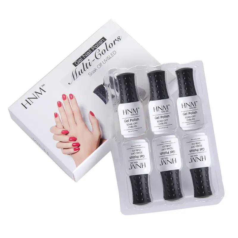 HNM 6pcs/set Nail Art Pure Color 8ML Gel Varnish Sets Nail Polish Kit Manicure UV Gel Lucky Gel Varnish Lacquer DIY For Nail Kit