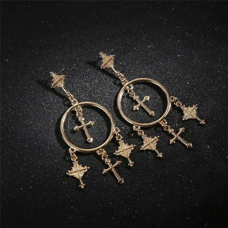 2018 Fashion Earrings for women Cross Earring Retro Art Dangle Earring Eardrop Ear Jewelry For gift Brincos J19#N (7)