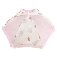 1pc 16 inch/18 inch Foldable Lace Food Cover Anti Mosquito Umbrella Table Cover Kitchen Tools Color Random