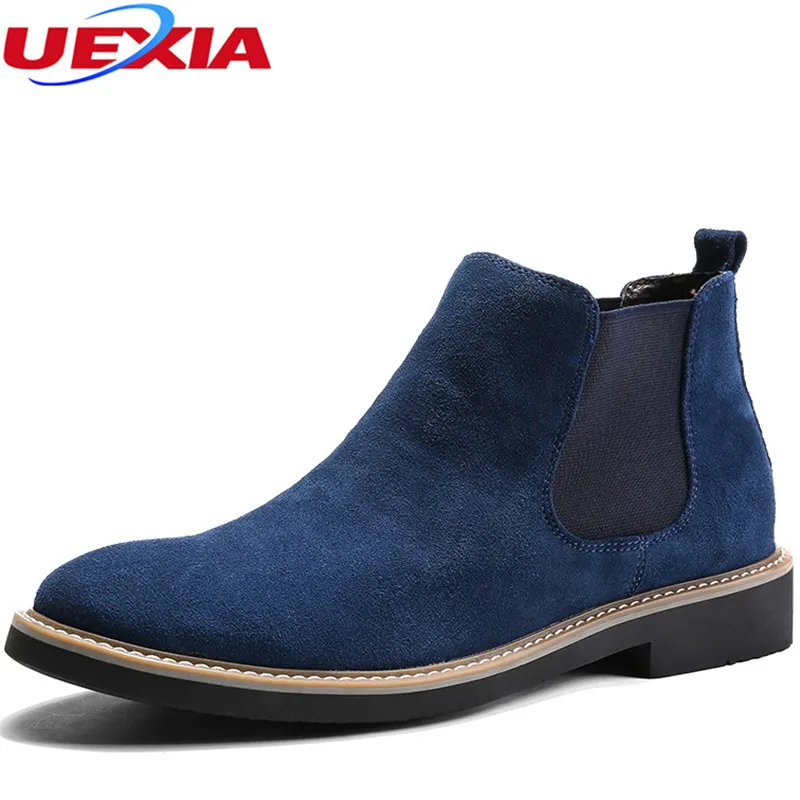 

Chelsea Cow Suede Boots Men Shoes Formal High Top Brands Ankle Work Dress Male Shoes Low Heel Oxfords Botas Masculino Motorcycle