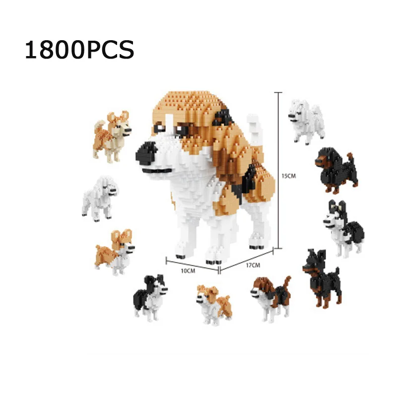 

Lovely Mini Puppy 10in1 Dog Micro Diamond Building Block Dachshund HUSKY Pomeranian Corgi Border Collie Nanoblock Bricks Toys