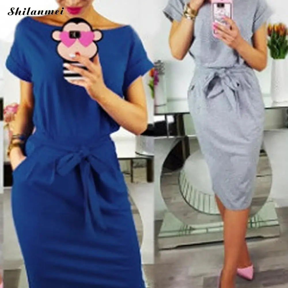 2018 New Summer Dress Women Knee-Length Sexy Bandage Bodycon Dress Short Sleeve Casual Dresses Black Wine Red Sundress Femme Dresses