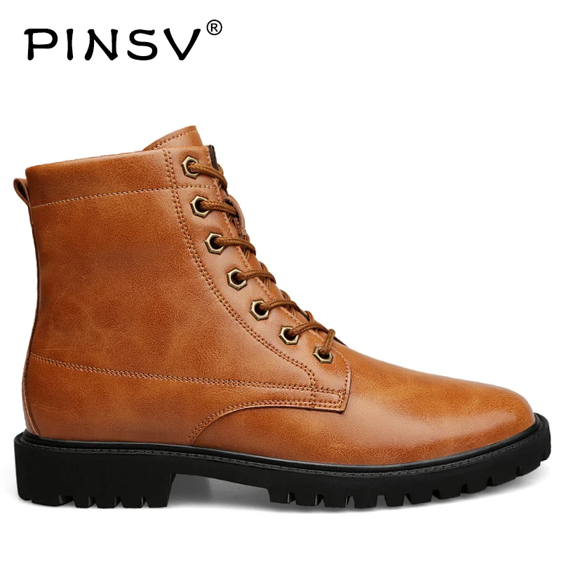 

PINSV Winter Boots Men Shoes Genuine Leather Military Boots Black Tactical Safety Boots Chaussure Homme Size 37-48