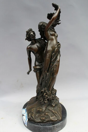 

wholesale factory 14"Western Art sculpture Bronze Marble Nude Belle Women Men Statue