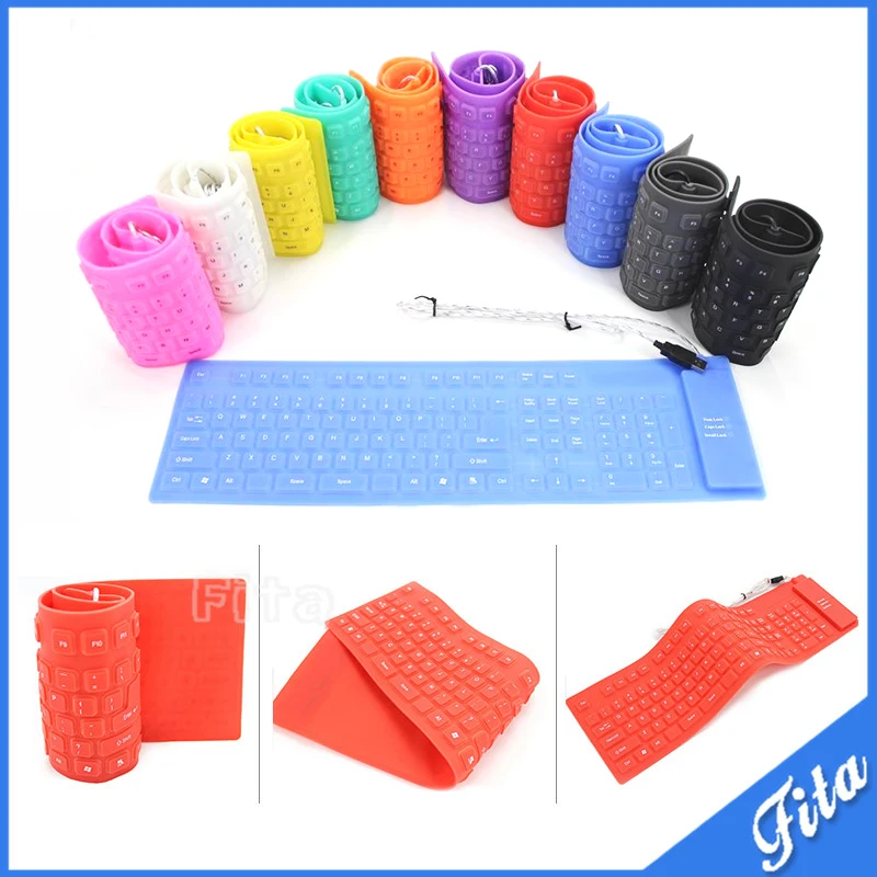 Colorful 109 Keys USB Silicone Rubber Waterproof Flexible Foldable