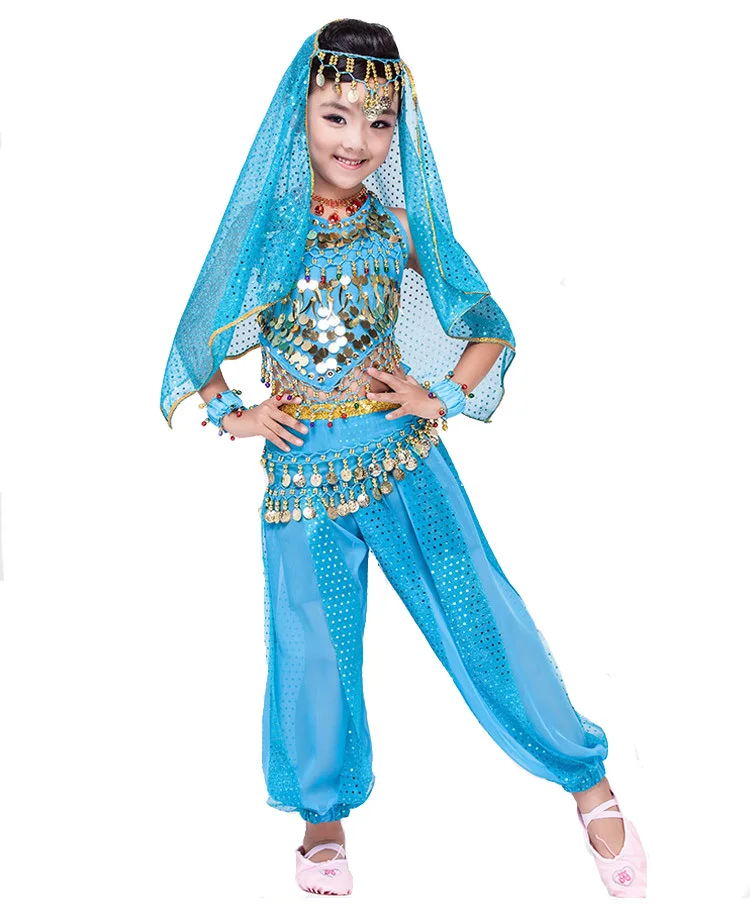 Children Belly Dance Costume Kids Indian Bollywood Performance Cloth Girls Bellydance Pant Cloth RED/YELLOW