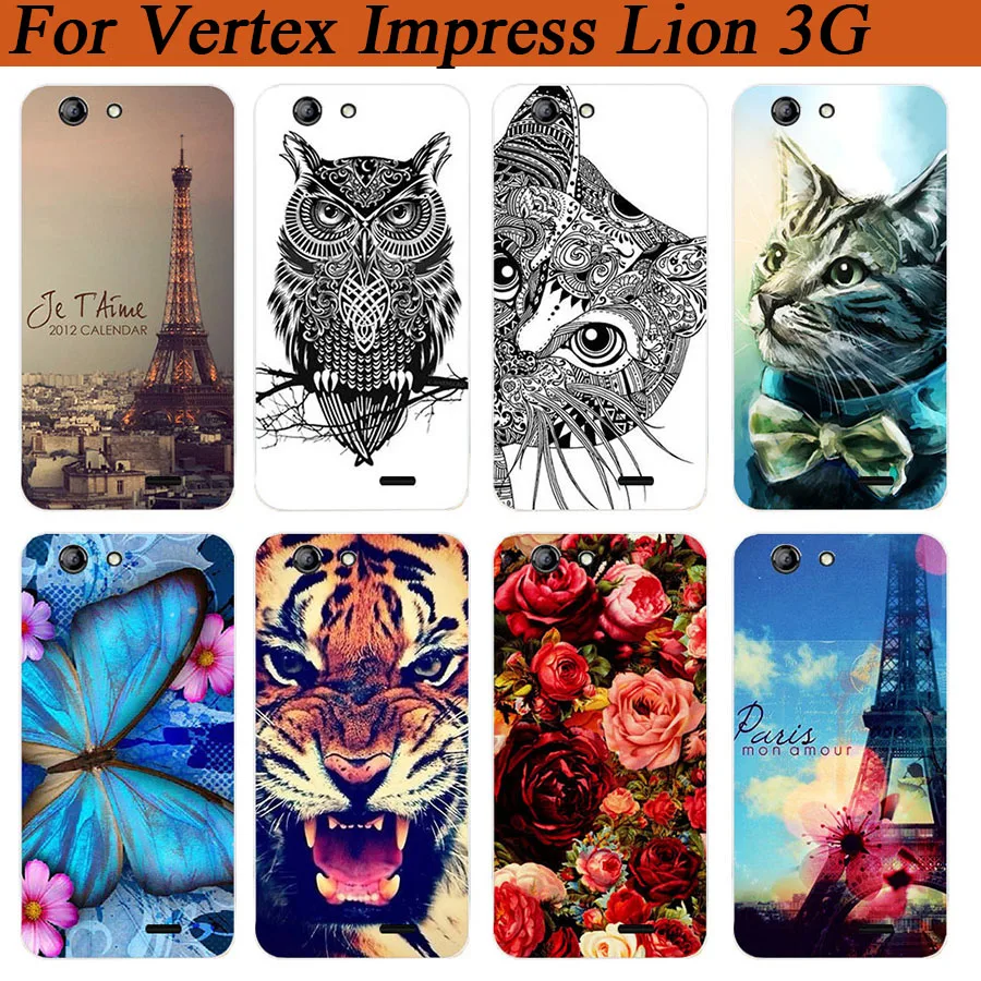 Для Vertex Impress Lion 3g чехол для 5 0 дюйма рисунок окрашенный цветной тигр филин Роза