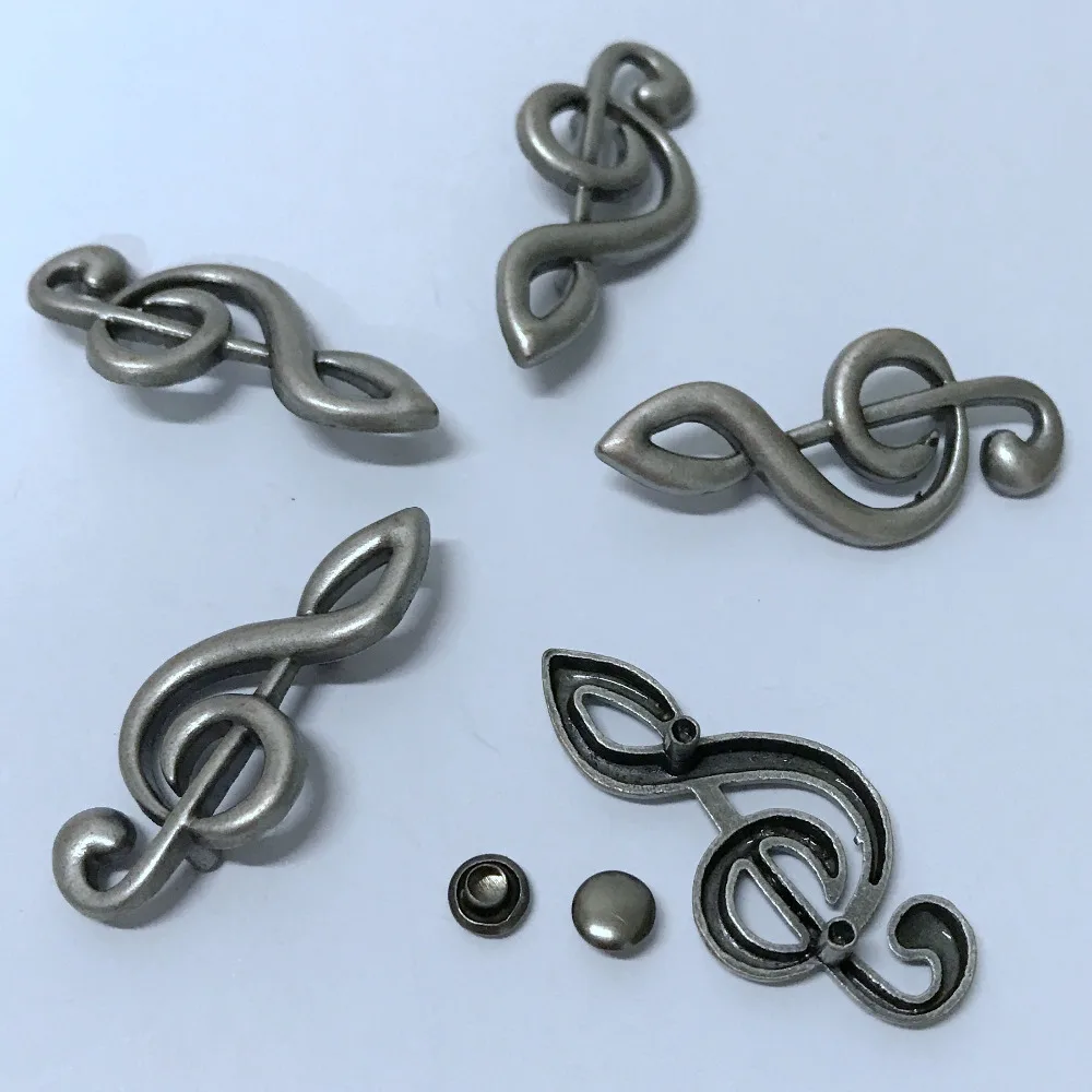 

New Coming 30PCS 38X17MM Antique Silver Music Symbol Studs Rivet Punk Spike Shoes Belt Bag Bracelets Accessories Leather Craft