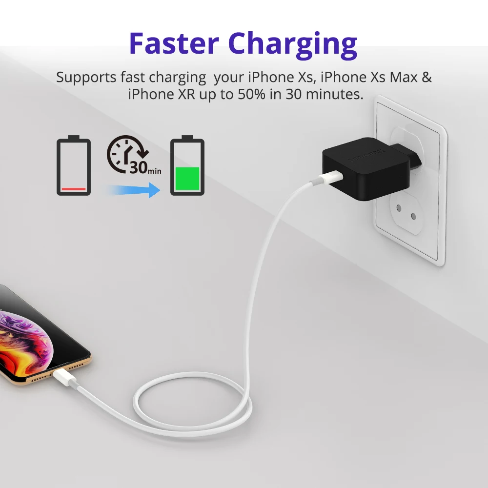 Tronsmart WCP01 зарядное устройство Quick Charge 3,0 18 Вт питания 3,0 usb type-C зарядное устройство для iphone x, iphone 8 plus, samsung s8