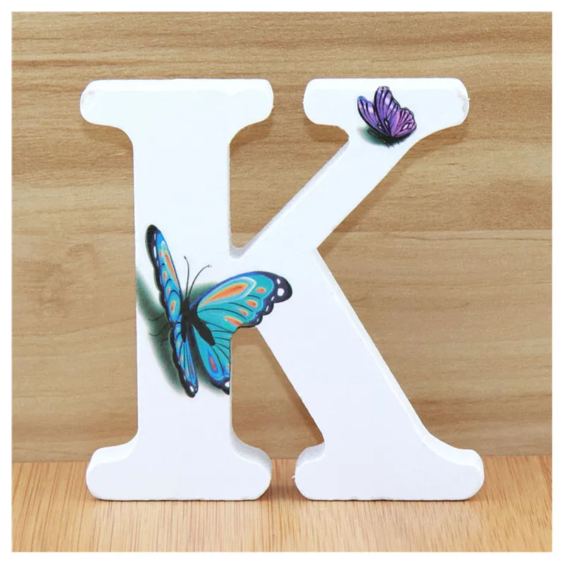 1 шт. 10 см 3D деревянные буквы бабочки декоративные буквы алфавита слова имя дизайн искусство ремесла ручной работы стоячая форма свадьба DIY - Цвет: K