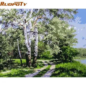 

RUOPOTY Forest Landscape DIY Digital Painting By Numbers Unique Gift Acrylic Picture Modern Wall Art Hand Painted Oil Painting