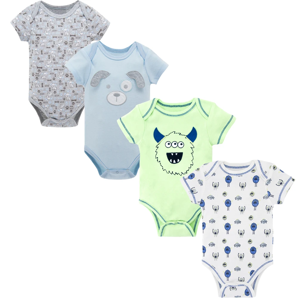 KAVKAS/Летний хлопчатобумажный комбинезон для новорожденных 4 предмета bebe одежда