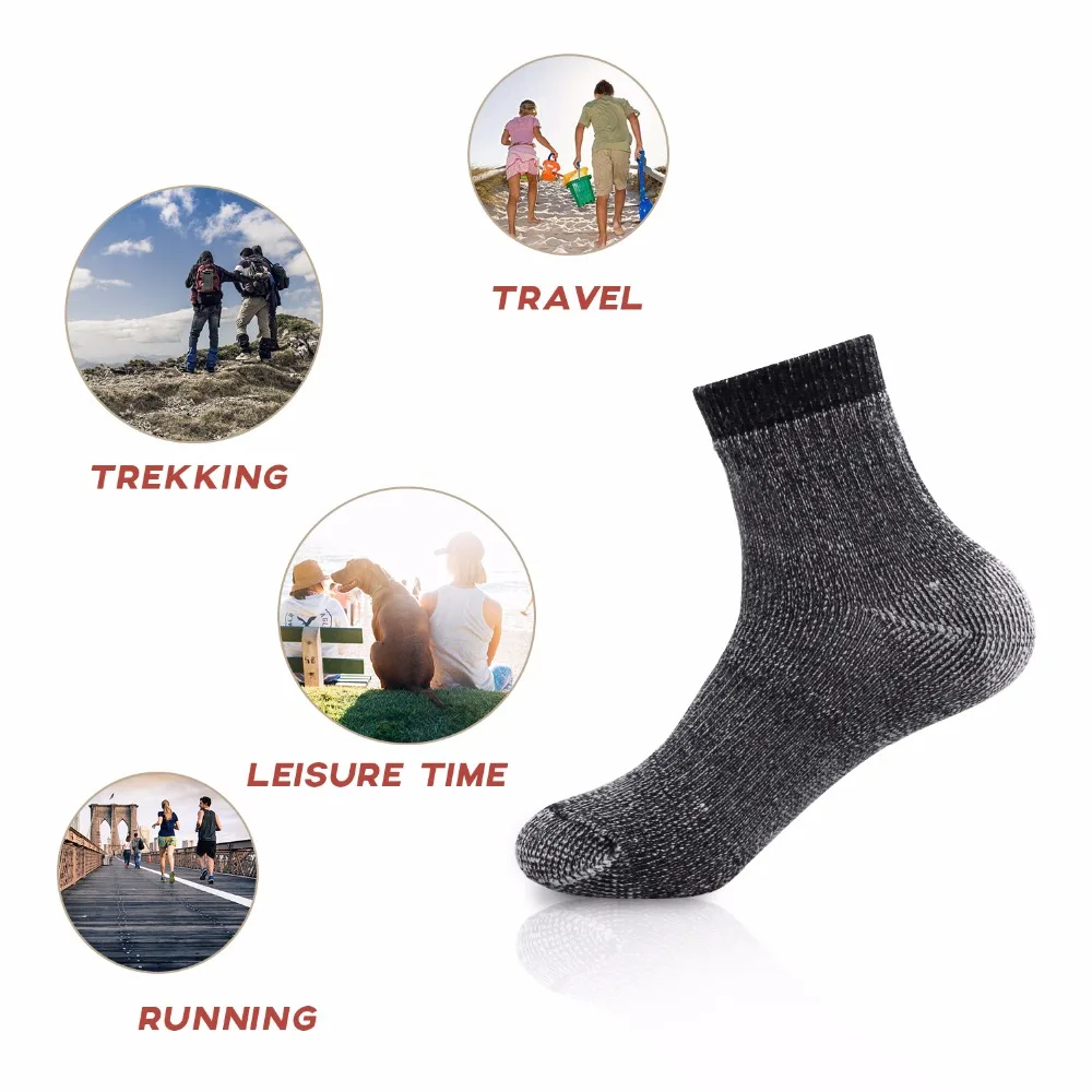 Vihir Mixed Color Merino Wool Winter Ankle Outdoor Sports Socks for Skiing Hiking Cycling Camping socks